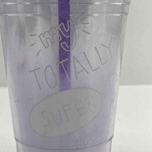 Starbucks Tumbler Plastic w/ Lid & Straw Venti Acrylic 2012 Cold Cup Slogan 16oz - Picture 9 of 12